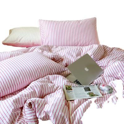 China Folded Cotton striped set  bedding set home textile sheet pillowcase duvet for sale