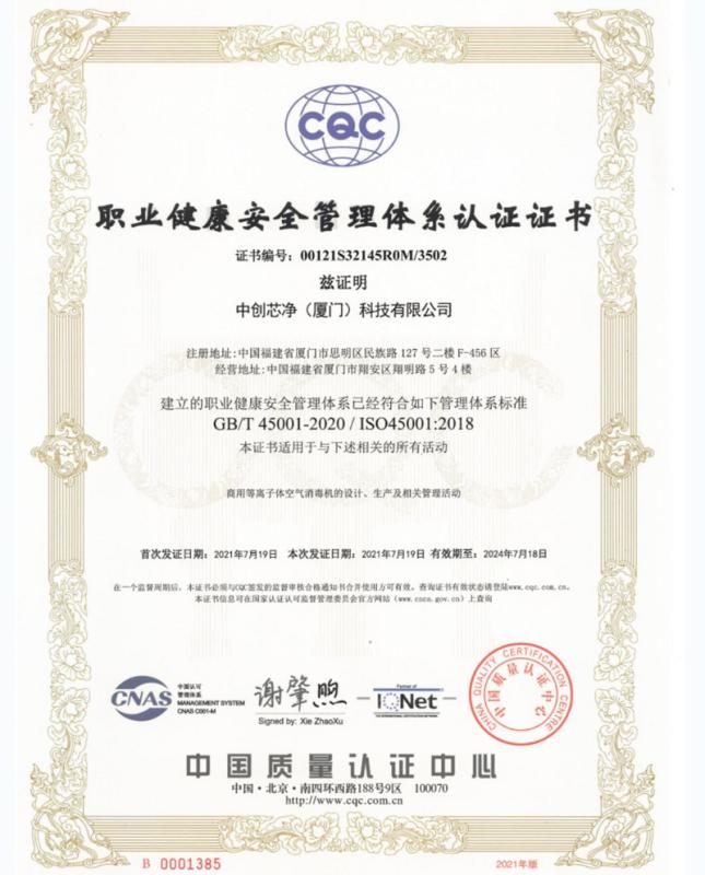 ISO 45001 - Sichuan Zhongheng Zeye Information Technology Co., Ltd.