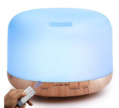 China 500ml Large Capacity Aromatherapy Lamp Aromatherapy Humidifier Lamp Household Creative Colorful Wooden Grain Ultrasonic Aroma Diffuser Essential Oil Aroma Diffuser for sale