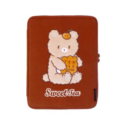 China Cute Nbear 11inch Fashion Cotton Korea Laptop Sleeve Unique Custom Brown Case Shockproof Laptop Bag For Women for sale