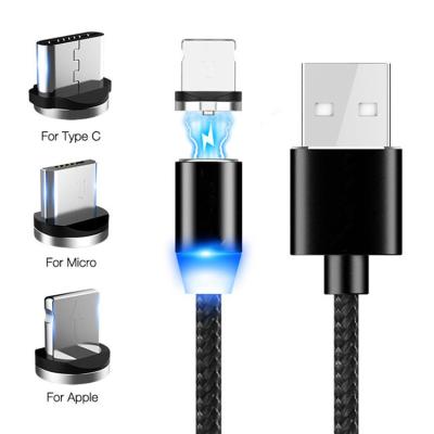 China Fast Charging Speed ​​3 In 1 Magnetic USB Multi Cable 2a Fast Charging Charger Cable Led Around 1m For Mobile Phone Fast Charging Cable for sale