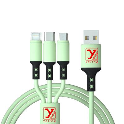 China MP3/MP4 Player New 1.2M Usb Cable Strip 3 In 1 USB Cable Universal Color Multi Function Mobile Phone Charger Fast Charging Cord for sale