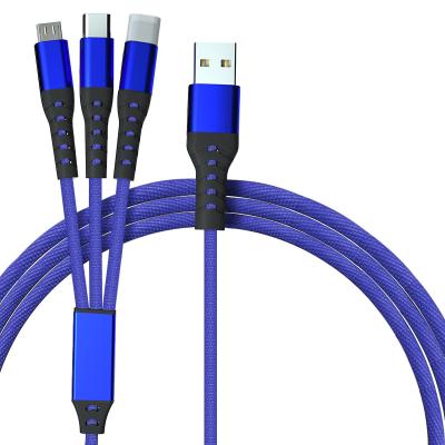 China Fast charging speed oem/odm usb 2.0 regular cell phone cables120cm braided cable high speed cell phone charger 3 in 1 usb cable for sale