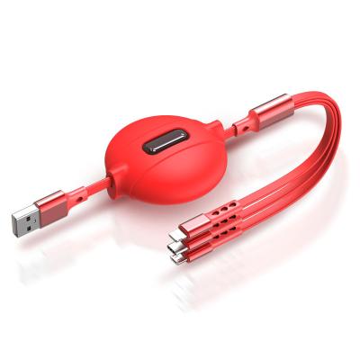 China 100cm fast charging mulit usb cable retractable charging micro usb type c extension line and for iphone 3 in 1 usb cable for sale