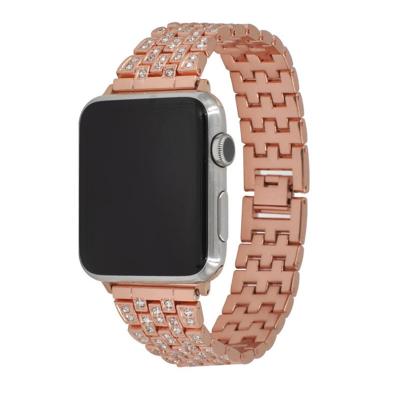 China Diamond Noble Strong Noble Metal Charm Metal Band Fixed Buckle 38mm 42mm Stainless Steel Bracelet Wrist Strap For Apple Watch for sale