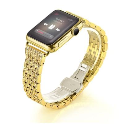 China Seven Strong Butterfly Metal Seven Diamond Metal Band Colorful Beads Beads Clasp 38mm 42mm Stainless Steel Wrist Strap For Apple Watch for sale