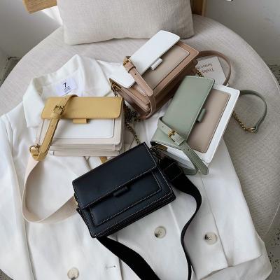 China Newest Fashinable Contrast Color Leather Cross Body Bags For Women Travel Handbag Fashion Single Shoulder Crossbody Lady Bags 2022 for sale