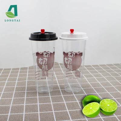 China Microwavable pp disposable plastic cup with lid 700ml boba milktea cups for sale