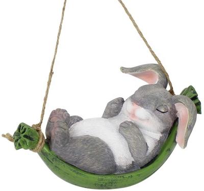 China Cute Europe Rabbit Outdoor Garden Statue Landscape Hanging Simulation Resin Decoration for sale