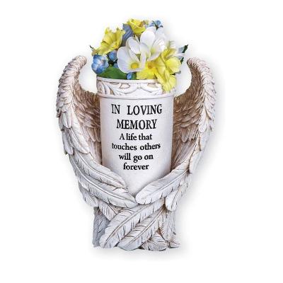 China Europe Planter Decoration Angel Wings Memorial Vase Garden Decor Sentimental Yard Stake for sale