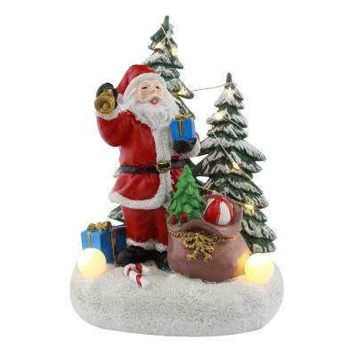 China Indoor& Custom Outdoor Decoration LED Lighted Christmas Village Houses With Music Santa Claus Decoration for sale