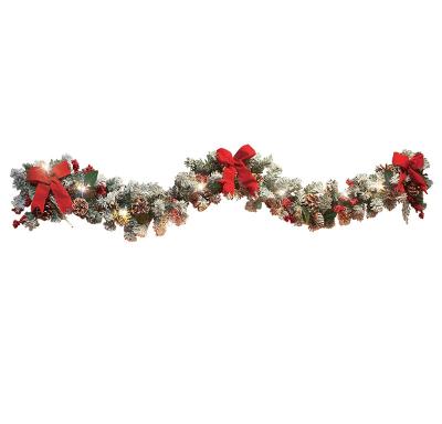 China Christmas Holiday Decoration 80inch Lit Christmas Frosted Pine Garland For Christmas Tabletop Decoration for sale