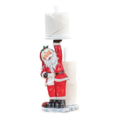 China Modern Hand Painted Santa Claus Christmas Resin Toilet Paper Holder for sale