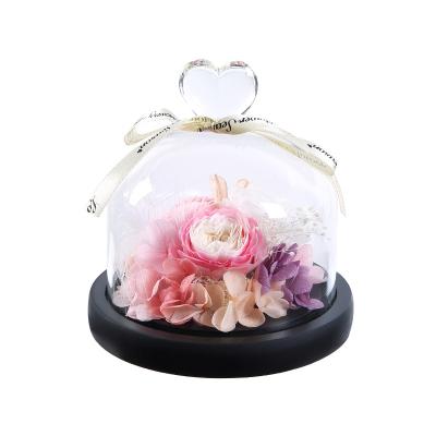 China Real Romantic Preserved Flower Love Glass Cover Preserved Flowers Dried Rose Flowers Factory Outlet Valentine's Day Birthday Gift for sale