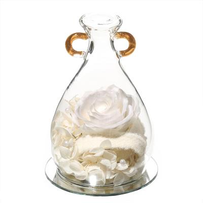 China decorative flowers & Valentine Gifts Twelve Zodiac Aquarius Rose Garlands Creative Eternal Immortal Flowers Forever In Glass Dome for sale