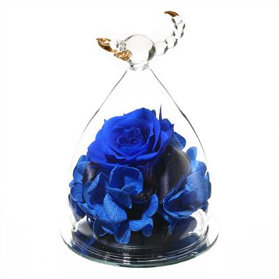 China decorative flowers & Artificial Dried Garlands Twelve Zodiac Scorpio Real Eternity Forever Preserved Roses Flowers In Glass Dome for sale