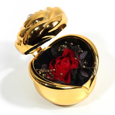 China decorative flowers & Garlands Dried Real Rose Preserved Flower Rose Ring Box Mother's Day Birthday Gifts Valentine's Day for sale