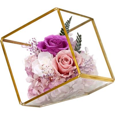 China decorative flowers & Garlands dried eternal roses forever preserved fresh flowers in glass dome for birthday mothers day valentine for sale