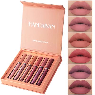 China HANDAIYAN 6 Pcs Waterproof Lip Gloss Set Non Stick Cup Waterproof Mist Matte Makeup For Lips for sale