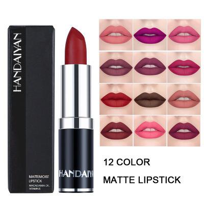 China HANDAIYAN Velvet Matte 12 Colors Waterproof Lipstick Long Lasting Waterproof Beauty For Lips for sale