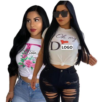 China Breathable Casual Girls Plus Size Clothing Printing D*R Transfer Sticker For T Shirt With Logo Fashion Custom Sports T Shirts For Women for sale