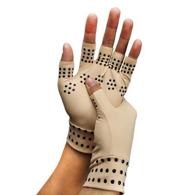 China Durable Arthritis Pain Relief Copper Hands Fingerless Compression Gloves for sale