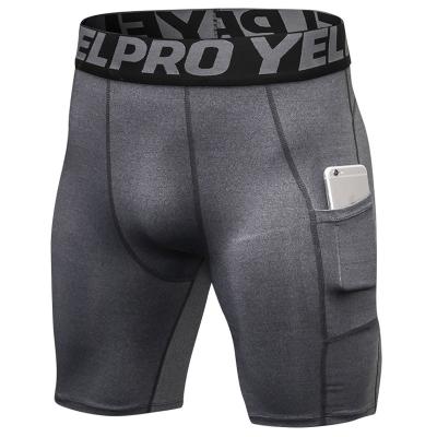 China Anti-wrinkle Custom logo Low moq tight men running gym shorts compression shorts for sale