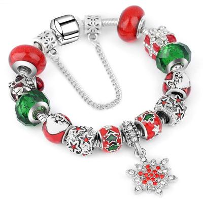 China New CLASSIC High Quality DIY Beaded Glass Bead Bracelet Exquisite Chain Bone Snake Snowflake Christmas Gift Red Bracelet for sale