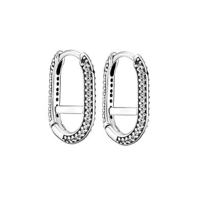 China CLASSIC 925 Women's Oval Earrings Women's Sterling Silver Fashion Simple Crystal Stud Jewelry Lightweight Luxury Zircon Earrings for sale