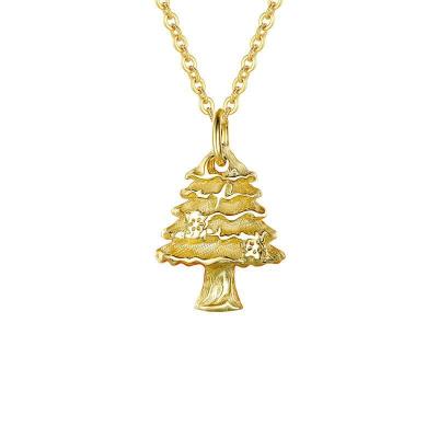 China CLASSIC Romantic 18K Gold Plated Design 925 Sterling Silver Necklace Female Light Luxury Christmas Tree Pendant Necklace for sale