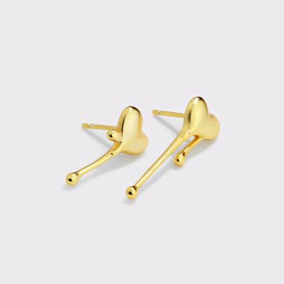 China Asymmetrical cute love stud earrings women European and 925 American retro temperament silver irregular fashion niche stud earrings for sale