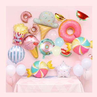 China 32 Inch Donut Foil Digital Balloon Soft Helium Ice Cream Fruit Balloon Birthday Party Decoration Children's Digital Toy Gift Toy for sale