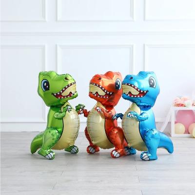 China Decorate Large Giant Free Walking Jurassic Standing Dragon Kids Balloon 4D Dinosaur Foil Balloon for sale