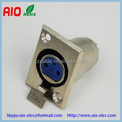 China audio & Video Metal Housing 3 Pin XLR Nickel Rectangle Panel Or Chassis Mount Female Connector for sale