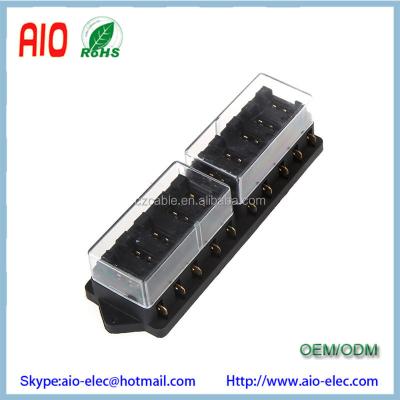 China 10 Pcs Midsize Blade Fuses 12v 10 Way Universal Circuit Car Truck Blade Fuse Box Block Automotive Midsize Holder for sale