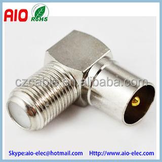 China Right Angle RF 90 Degree RF Connector Adapter 9.5MM TV PAL IEC Female To F Male for sale