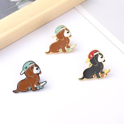 China Bulk Custom Animal Badge Metal Ready Made USA Lapel Pin Cute Cartoon Dog Enamel Pin for sale