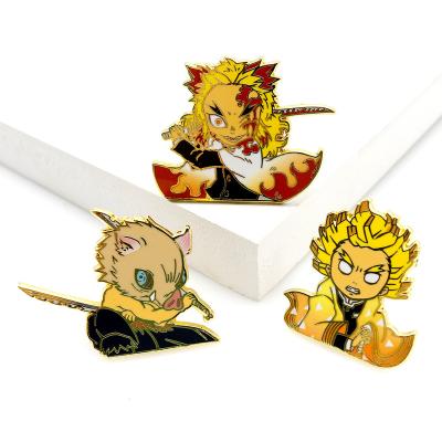 China USA ready to ship custom demon slayer anime hat lapel pin badge assorted metal enamel pin wholesale for sale