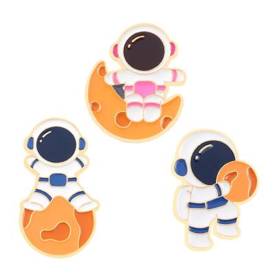 China USA Custom Adventure Aerospace Lapel Pin Badge Set Metal To Enamel Outer Space To Explore Cute Astronaut Pin for sale