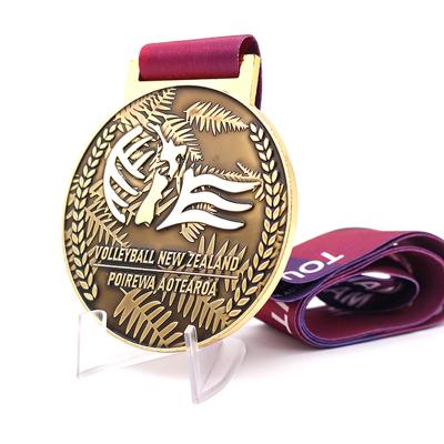 China Wholesale Custom Zinc Alloy USA Enamel Sports Medallion Metal Award Gift Gold Volleyball Medal for sale