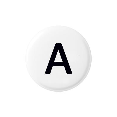 China Promotional custom 3D tin 5 inch large metal badge button alphabet button pin white cheap empty tinplate letter for sale