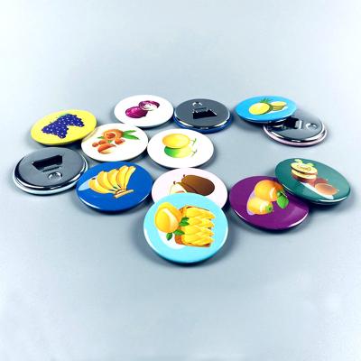 China Cheap Custom 3D Canister Button Fridge Metal Logo Printing Metal Logo Printing Bottle Opener Button Badge for sale