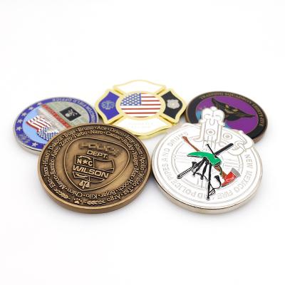 China USA Personalized Custom Zinc Alloy Brass Engraving Maker Challenge Logo 3D Metal Souvenir Enamel Coin for sale