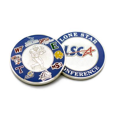 China Custom USA Metal Zinc Alloy Hard Enamel Soccer Team Sport Challenge Silver Plated Coin For Event for sale