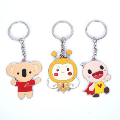 China Custom Enamel Soft Cute Animal Metal White Cute Animal Promotion Cartoon Anime Keyring Logo Gift Customized Key Chain for sale