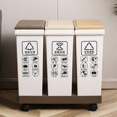 China Good Quality Viable Wholesale Plastic Bin Separation Foot Operated Wet and Dry Trash Can for sale