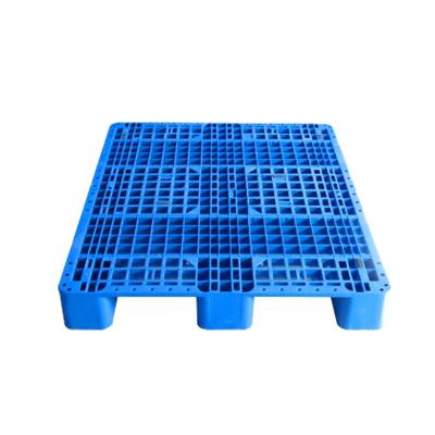 China Single Faced Heavy Duty HDPE Warehouse Shelf Racking Cargo Transfer Pallet 1100*1100MM Grid Three Runners Plastic Steel Bar Addable for sale