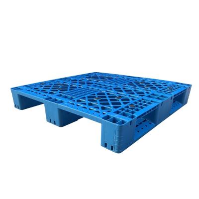 China HDPE Manufacturer Pallet 1200*800MM Heavy Duty Plastic Euro Pallet Single Faced Reusable Warehouse Cargo Transfer Pallet With Three Runners for sale