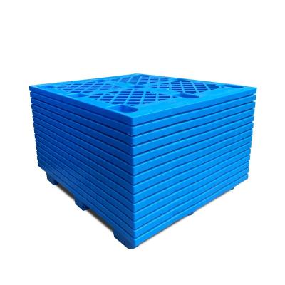 China Single Faced Wholesales 1100*1100MM HDPE Grid Nine Feet 4-Way Light Plastic Warehouse Pallet Blue Stackable Storage Pallet for sale