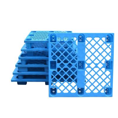 China Factory Direct Sale HDPE 4-Way Pallet 1200*1200MM Single Faced Grid Nine Feet Plastic Warehouse Stackable Storage Pallet Light Blue Pallet for sale